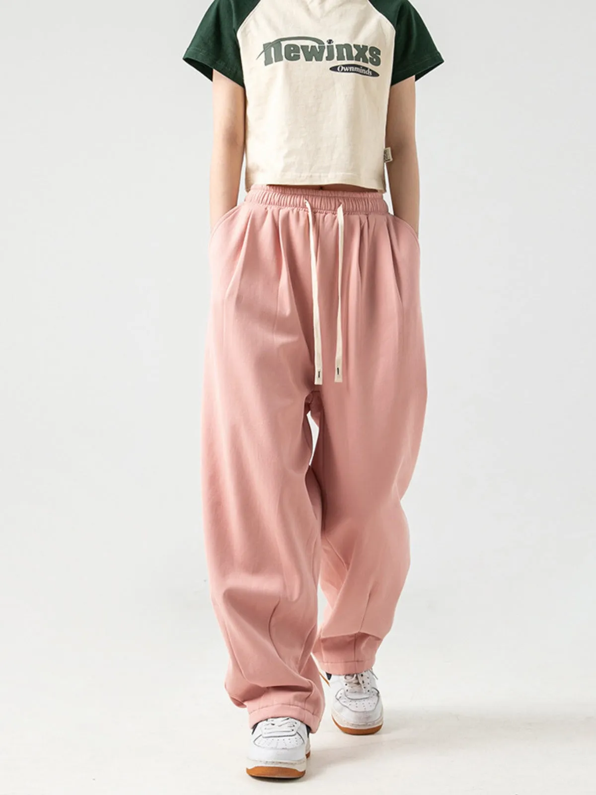 WLS Retro Pleated Loose Thickened Sweatpants