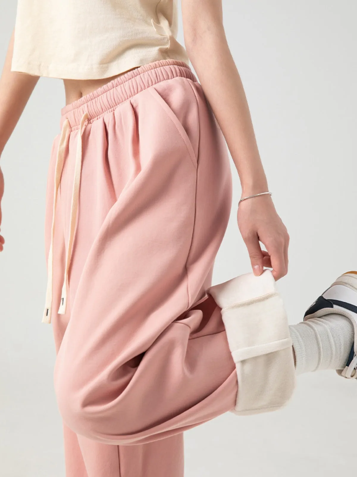WLS Retro Pleated Loose Thickened Sweatpants